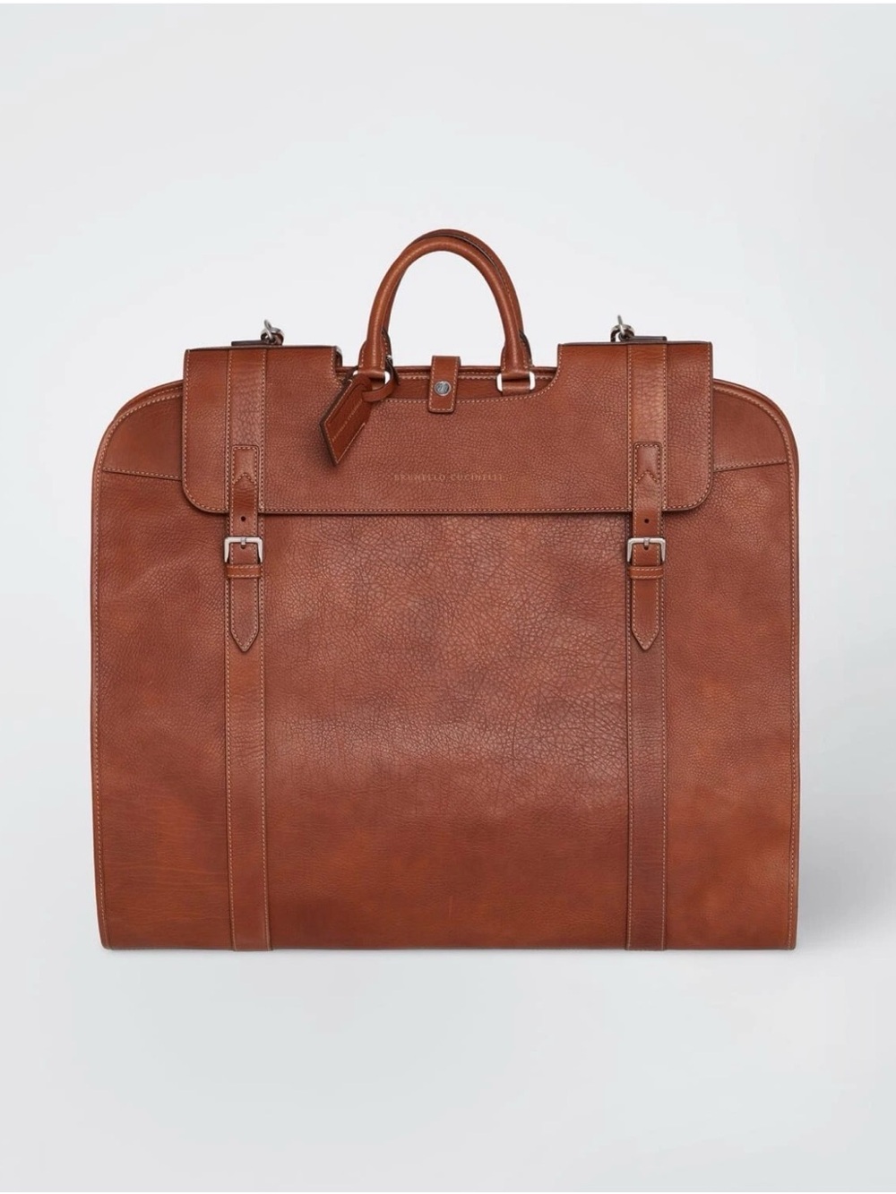 Brunello Cucinelli Cognac Leather Garment Bag Large Men’s